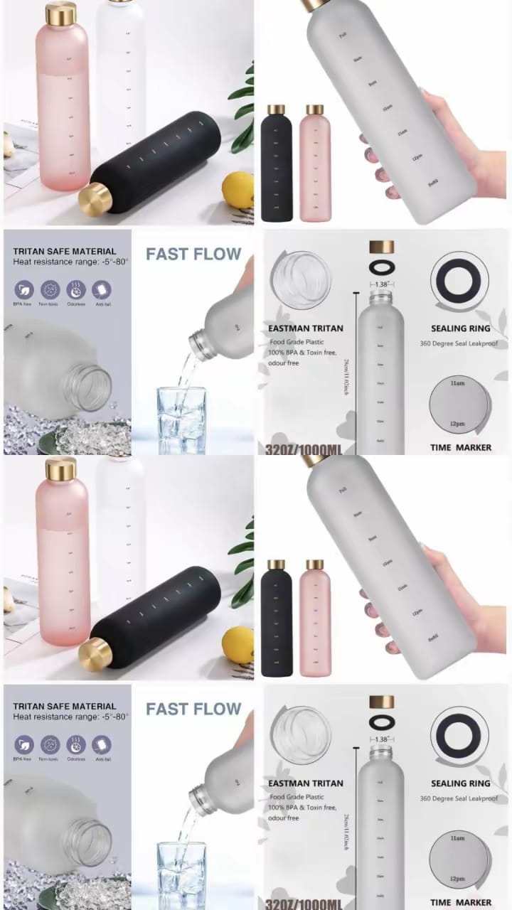 1000ml Water Bottle with Time Marker (Tritan)