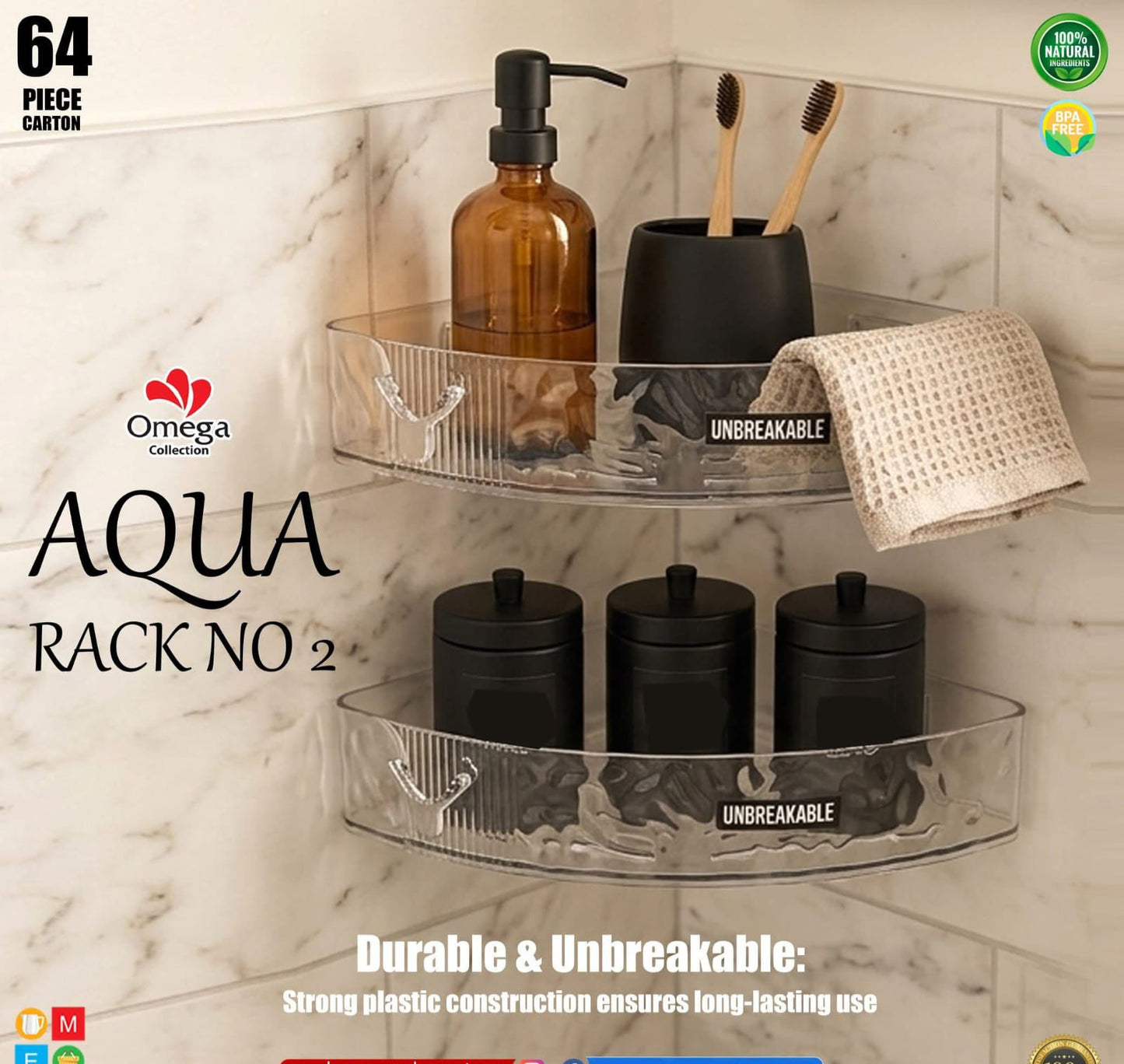 Omega Unbreakable Acrylic Corner Rack (Aqua Rack No.2)
