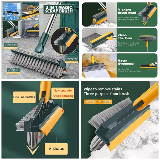 3-in-1 Magic Floor Scrub Brush with Squeegee