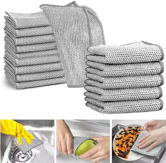 Wire Mesh Scrub Cleaning Cloth (Pack of 10)