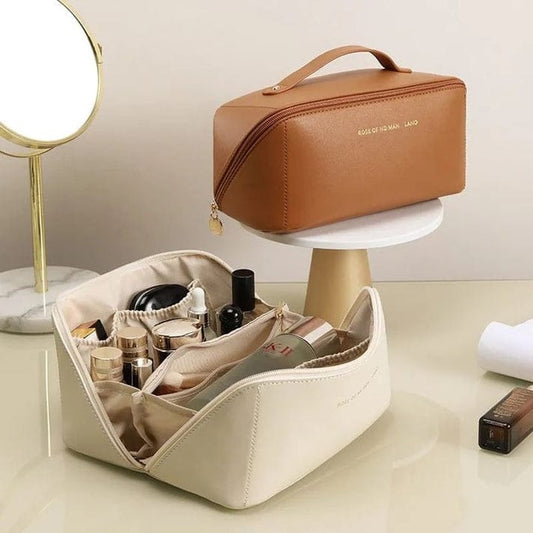 Large Capacity PU Leather Travel Makeup Bag