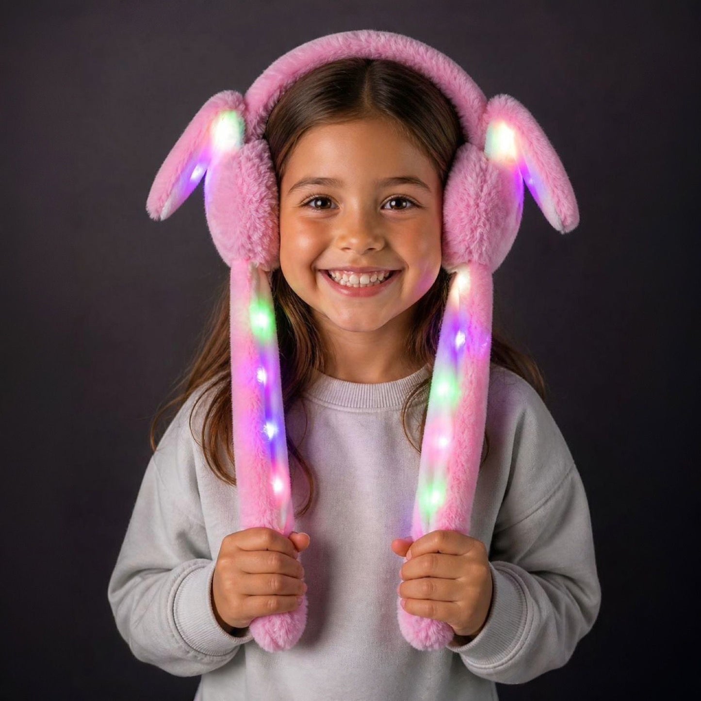 LED Light-Up Bunny Ear Earmuffs – Plush Ear Warmer for Kids