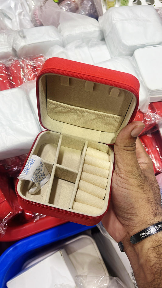 Mini Travel Jewelry Box — PU Leather, Zipper Close