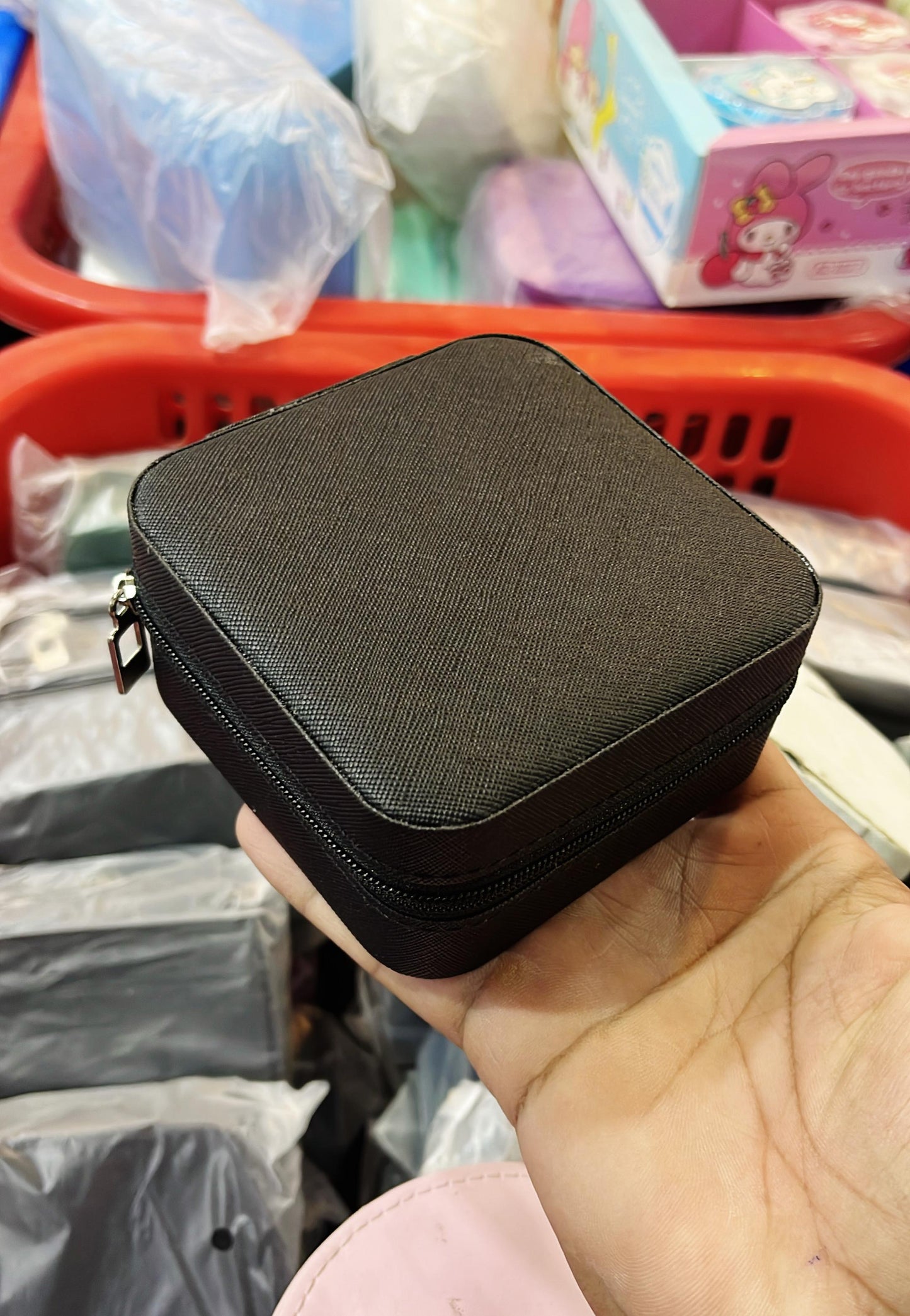Mini Travel Jewelry Box — PU Leather, Zipper Close