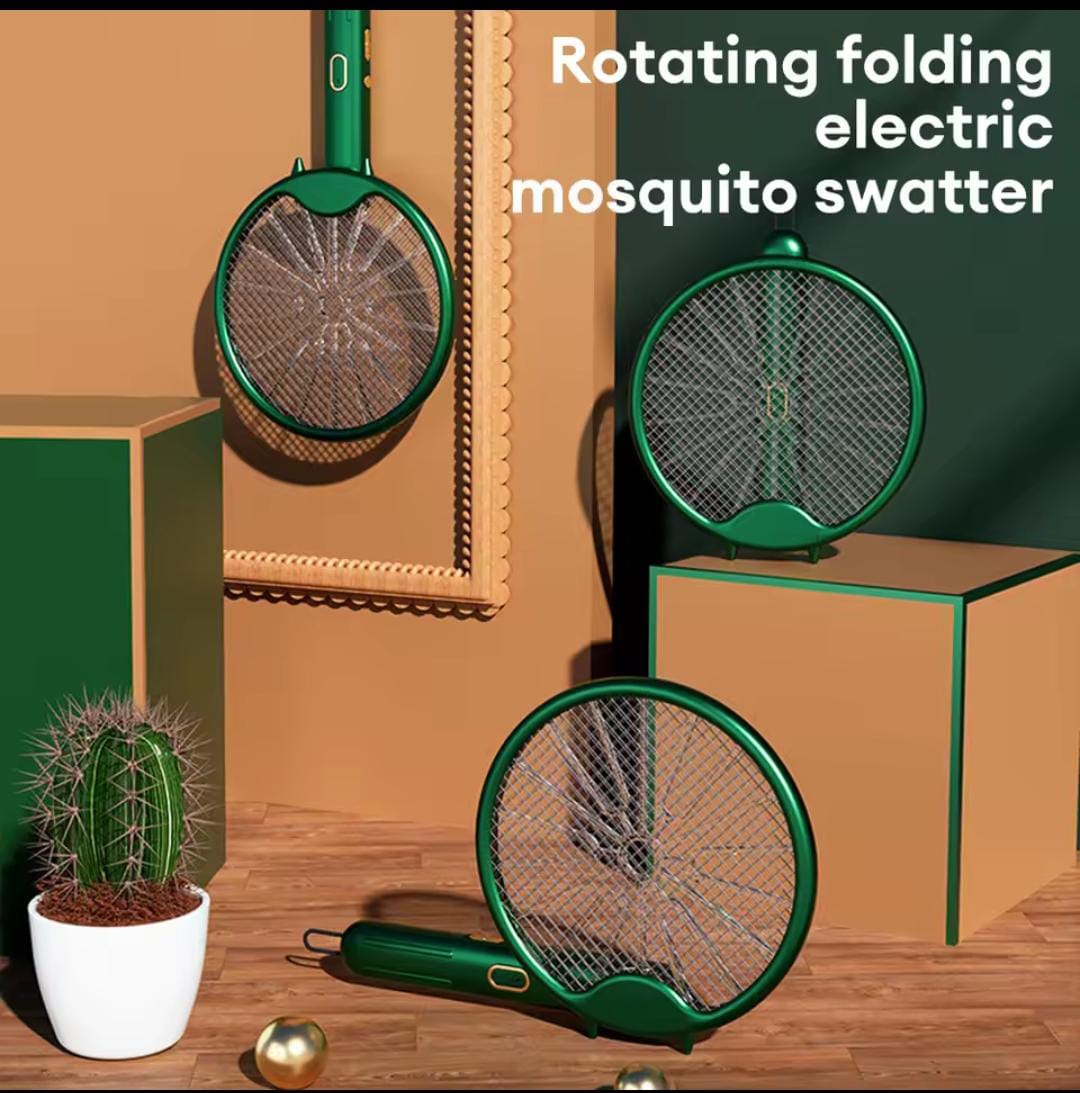 Electric Mosquito Racket Swatter — Rechargeable Foldable, Heavy Duty