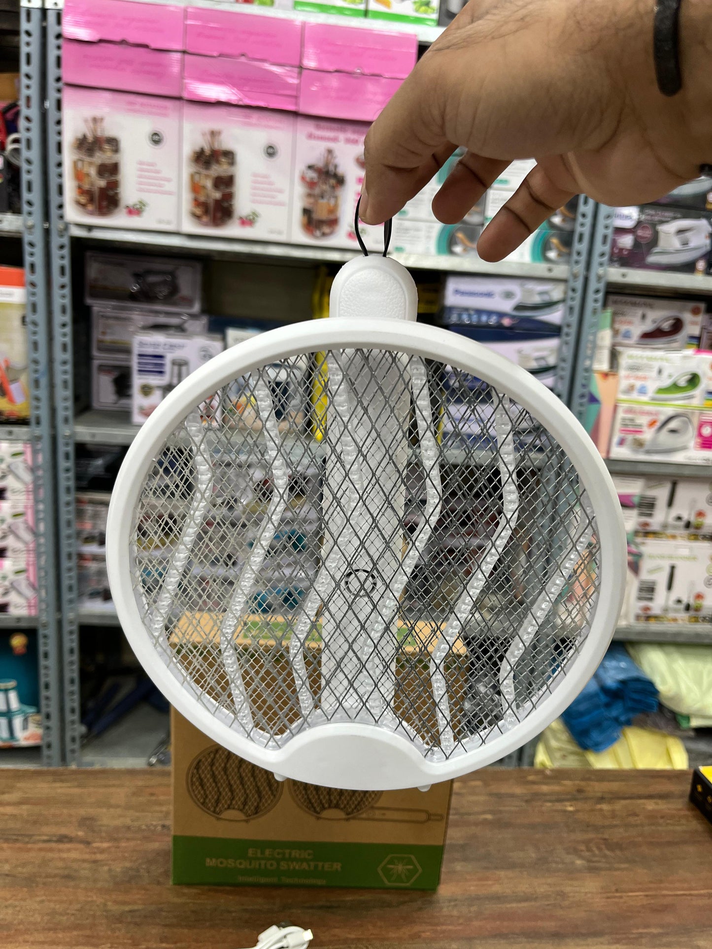 Electric Mosquito Racket Swatter — Rechargeable Foldable, Heavy Duty