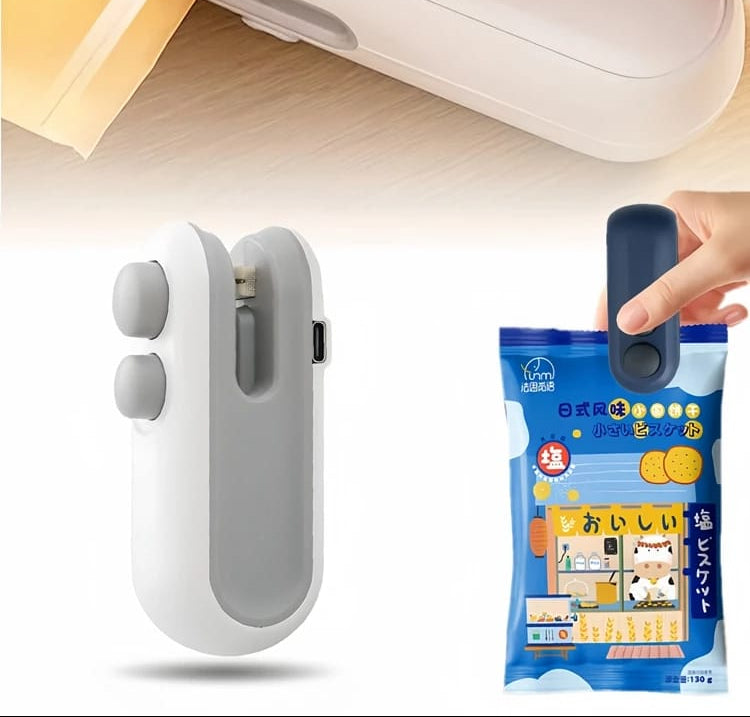 Mini Portable Heat Sealer Machine USB Rechargeable — Food Bag Sealer Clip for Kitchen Snacks Pakistan