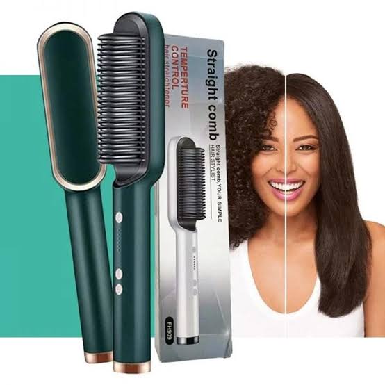 Electric Hair Straightener Brush Comb — Temperature Control Fast Heating Hair Style for Women Pakistan