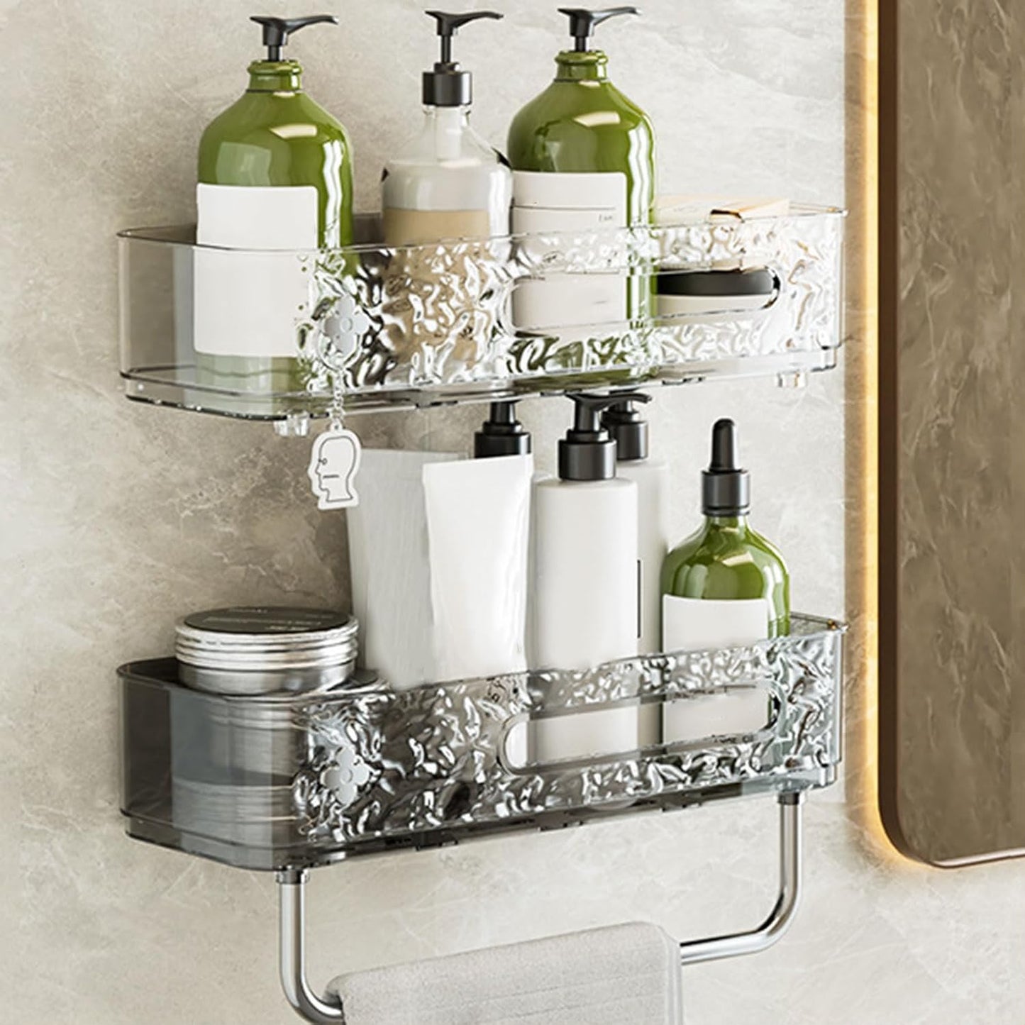 Luxury Crystal Acrylic Bathroom Shelf with Towel Bar