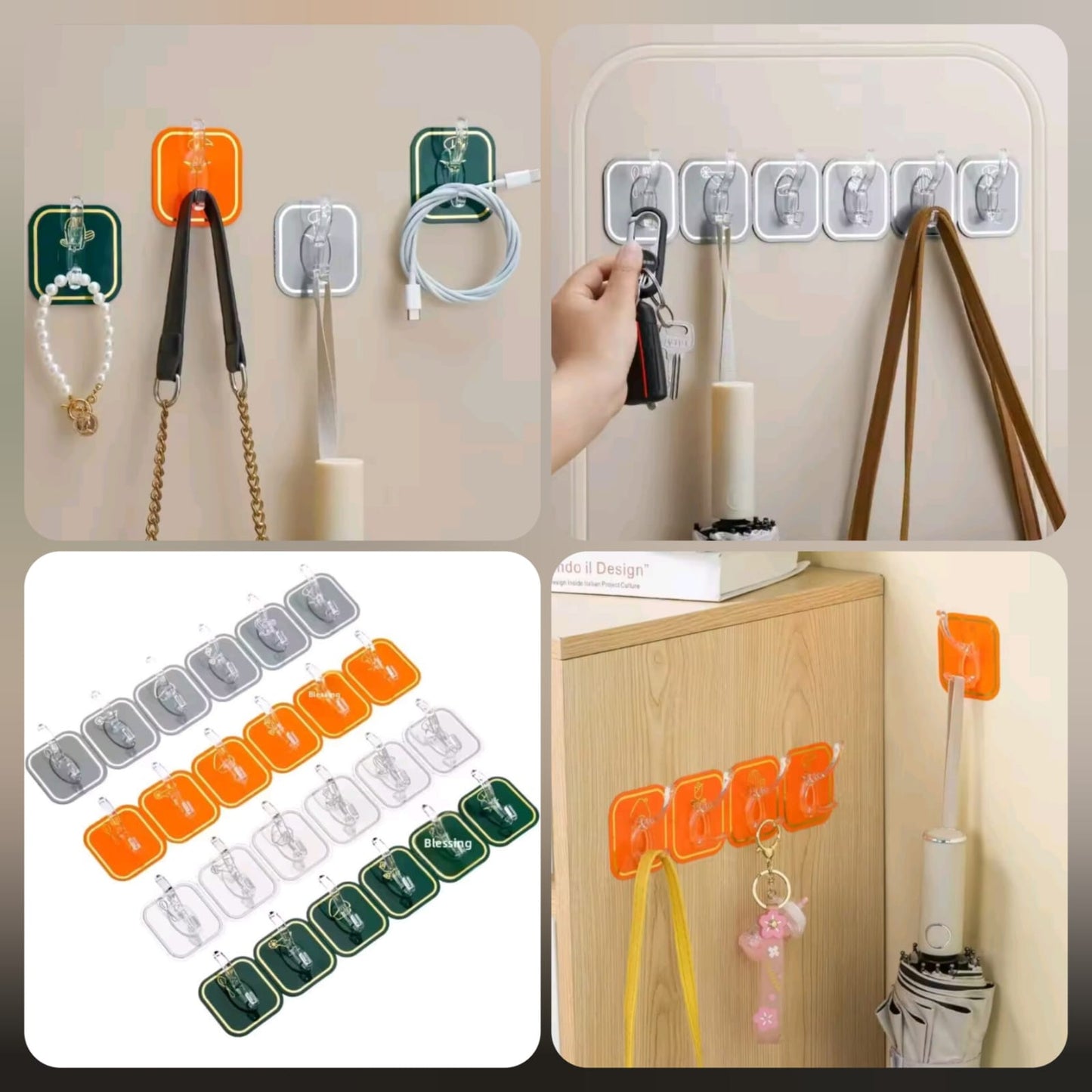 No-Drill Self-Adhesive Transparent Hooks - (Buy 2 Get 1 FREE) - (18 Hooks)