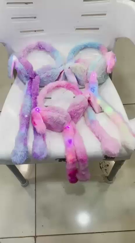 LED Light-Up Bunny Ear Earmuffs – Plush Ear Warmer for Kids